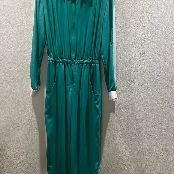 Cybil's collection Palm Beach size Small teal and white 80s long sleeve jumpsuit - Picture 16 of 16